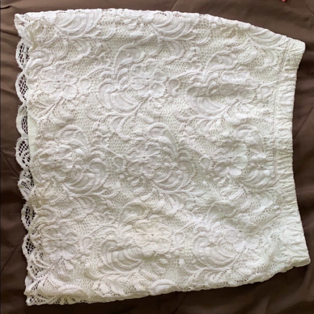 White lace mini skirt